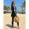 image:imageIDOPIP Muslim Swimsuit for Women Modest Swimwear Burkini 2 Piece Long Sleeve Rash Guard Full Coverage Bathing Suit with PantsBlack