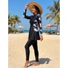 image:imageIDOPIP Muslim Swimsuit for Women Modest Swimwear Burkini 2 Piece Long Sleeve Rash Guard Full Coverage Bathing Suit with PantsBlack