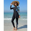 image:imageIDOPIP Muslim Swimsuit for Women Modest Swimwear Burkini 2 Piece Long Sleeve Rash Guard Full Coverage Bathing Suit with PantsBlue
