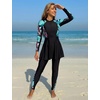 image:imageIDOPIP Muslim Swimsuit for Women Modest Swimwear Burkini 2 Piece Long Sleeve Rash Guard Full Coverage Bathing Suit with PantsGreen