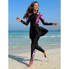 image:imageIDOPIP Muslim Swimsuit for Women Modest Swimwear Burkini 2 Piece Long Sleeve Rash Guard Full Coverage Bathing Suit with PantsHot Pink