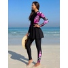 image:imageIDOPIP Muslim Swimsuit for Women Modest Swimwear Burkini 2 Piece Long Sleeve Rash Guard Full Coverage Bathing Suit with PantsHot Pink
