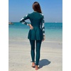 image:imageIDOPIP Muslim Swimsuit for Women Modest Swimwear Burkini 2 Piece Long Sleeve Rash Guard Full Coverage Bathing Suit with PantsTeal