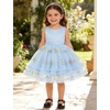 image:imageIDOPIP Toddler Flower Girl Dress Floral Bowknot Princess Birthday Pageant Wedding Party Dresses VBackless Tulle Formal GownBlue
