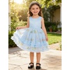 image:imageIDOPIP Toddler Flower Girl Dress Floral Bowknot Princess Birthday Pageant Wedding Party Dresses VBackless Tulle Formal GownBlue