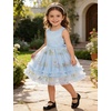image:imageIDOPIP Toddler Flower Girl Dress Floral Bowknot Princess Birthday Pageant Wedding Party Dresses VBackless Tulle Formal GownBlue