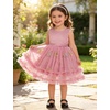 image:imageIDOPIP Toddler Flower Girl Dress Floral Bowknot Princess Birthday Pageant Wedding Party Dresses VBackless Tulle Formal GownDusty Pink