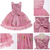 image:imageIDOPIP Toddler Flower Girl Dress Floral Bowknot Princess Birthday Pageant Wedding Party Dresses VBackless Tulle Formal GownDusty Pink