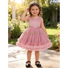 image:imageIDOPIP Toddler Flower Girl Dress Floral Bowknot Princess Birthday Pageant Wedding Party Dresses VBackless Tulle Formal GownDusty Pink