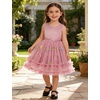 image:imageIDOPIP Toddler Flower Girl Dress Floral Bowknot Princess Birthday Pageant Wedding Party Dresses VBackless Tulle Formal GownDusty Pink