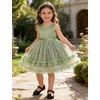 image:imageIDOPIP Toddler Flower Girl Dress Floral Bowknot Princess Birthday Pageant Wedding Party Dresses VBackless Tulle Formal GownGreen