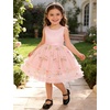 image:imageIDOPIP Toddler Flower Girl Dress Floral Bowknot Princess Birthday Pageant Wedding Party Dresses VBackless Tulle Formal GownPink