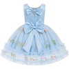 image:imageIDOPIP Toddler Flower Girl Dress Floral Bowknot Princess Birthday Pageant Wedding Party Dresses VBackless Tulle Formal GownBlue