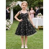 image:imageIDOPIP Embroidery Flower Girl Lace Dess for Kids Party Wedding Bridesmaid Tulle Dresses Princess Pageant Birthday Floral GownBlack