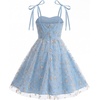 image:imageIDOPIP Embroidery Flower Girl Lace Dess for Kids Party Wedding Bridesmaid Tulle Dresses Princess Pageant Birthday Floral GownLight Blue