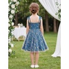image:imageIDOPIP Embroidery Flower Girl Lace Dess for Kids Party Wedding Bridesmaid Tulle Dresses Princess Pageant Birthday Floral GownTeal Blue