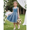 image:imageIDOPIP Embroidery Flower Girl Lace Dess for Kids Party Wedding Bridesmaid Tulle Dresses Princess Pageant Birthday Floral GownTeal Blue