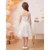 image:imageIDOPIP Embroidery Flower Girl Lace Dess for Kids Party Wedding Bridesmaid Tulle Dresses Princess Pageant Birthday Floral GownWhite