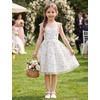 image:imageIDOPIP Embroidery Flower Girl Lace Dess for Kids Party Wedding Bridesmaid Tulle Dresses Princess Pageant Birthday Floral GownWhite