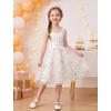 image:imageIDOPIP Embroidery Flower Girl Lace Dess for Kids Party Wedding Bridesmaid Tulle Dresses Princess Pageant Birthday Floral GownWhite