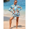 image:imageIDOPIP Women Rash Guard One Piece Swimsuit Bathing Suit Printed Long Sleeve Swimsuits Dress UV UPF 50 Swim Shirt with ShortsBlue  Orange