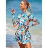 image:imageIDOPIP Women Rash Guard One Piece Swimsuit Bathing Suit Printed Long Sleeve Swimsuits Dress UV UPF 50 Swim Shirt with ShortsBlue  Orange