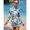 image:imageIDOPIP Women Rash Guard One Piece Swimsuit Bathing Suit Printed Long Sleeve Swimsuits Dress UV UPF 50 Swim Shirt with ShortsBlue  Orange