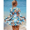 image:imageIDOPIP Women Rash Guard One Piece Swimsuit Bathing Suit Printed Long Sleeve Swimsuits Dress UV UPF 50 Swim Shirt with ShortsBlue  Orange