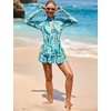 image:imageIDOPIP Women Rash Guard One Piece Swimsuit Bathing Suit Printed Long Sleeve Swimsuits Dress UV UPF 50 Swim Shirt with ShortsGreen