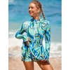 image:imageIDOPIP Women Rash Guard One Piece Swimsuit Bathing Suit Printed Long Sleeve Swimsuits Dress UV UPF 50 Swim Shirt with ShortsGreen