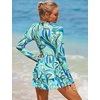 image:imageIDOPIP Women Rash Guard One Piece Swimsuit Bathing Suit Printed Long Sleeve Swimsuits Dress UV UPF 50 Swim Shirt with ShortsGreen