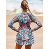 image:imageIDOPIP Women Rash Guard One Piece Swimsuit Bathing Suit Printed Long Sleeve Swimsuits Dress UV UPF 50 Swim Shirt with ShortsPink Leopard