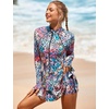 image:imageIDOPIP Women Rash Guard One Piece Swimsuit Bathing Suit Printed Long Sleeve Swimsuits Dress UV UPF 50 Swim Shirt with ShortsPink Leopard