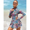 image:imageIDOPIP Women Rash Guard One Piece Swimsuit Bathing Suit Printed Long Sleeve Swimsuits Dress UV UPF 50 Swim Shirt with ShortsPink Leopard