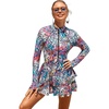 image:imageIDOPIP Women Rash Guard One Piece Swimsuit Bathing Suit Printed Long Sleeve Swimsuits Dress UV UPF 50 Swim Shirt with ShortsPink Leopard