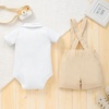 image:imageIDOPIP Baby Boys Formal Suit Gentleman Tuxedo Wedding Outfit Bowtie Romper Suspender Shorts for Baptism Birthday Photo ShootKhaki