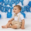 image:imageIDOPIP Baby Boys Formal Suit Gentleman Tuxedo Wedding Outfit Bowtie Romper Suspender Shorts for Baptism Birthday Photo ShootKhaki