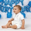 image:imageIDOPIP Baby Boys Formal Suit Gentleman Tuxedo Wedding Outfit Bowtie Romper Suspender Shorts for Baptism Birthday Photo ShootWhite