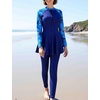 image:imageIDOPIP Muslim Swimsuits for Women Modest Swimwear Islamic Full Cover Bathing Suit 2PCS Long Sleeve Rash Guard with Pants SetBlue