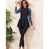 image:imageIDOPIP Muslim Swimsuits for Women Modest Swimwear Islamic Full Cover Bathing Suit 2PCS Long Sleeve Rash Guard with Pants SetBlue