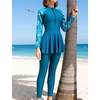 image:imageIDOPIP Muslim Swimsuits for Women Modest Swimwear Islamic Full Cover Bathing Suit 2PCS Long Sleeve Rash Guard with Pants SetGreen