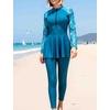 image:imageIDOPIP Muslim Swimsuits for Women Modest Swimwear Islamic Full Cover Bathing Suit 2PCS Long Sleeve Rash Guard with Pants SetGreen