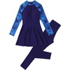 image:imageIDOPIP Muslim Swimsuits for Women Modest Swimwear Islamic Full Cover Bathing Suit 2PCS Long Sleeve Rash Guard with Pants SetBlue