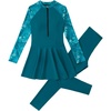 image:imageIDOPIP Muslim Swimsuits for Women Modest Swimwear Islamic Full Cover Bathing Suit 2PCS Long Sleeve Rash Guard with Pants SetGreen