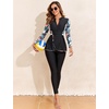 image:imageIDOPIP Women Modest Swimsuit 2 Piece Long Sleeve Rash Guard Swimwear Full Coverage Bathing Suit with Pants Muslim SwimsuitBlack