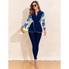 image:imageIDOPIP Women Modest Swimsuit 2 Piece Long Sleeve Rash Guard Swimwear Full Coverage Bathing Suit with Pants Muslim SwimsuitBlue