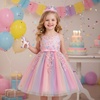 image:imageIDOPIP Toddler Baby Girl Birthday Dress Sequins Lace Rainbow Tulle Dress Graduation Wedding Party Pageant Dresses 27 YearsRainbow Pink