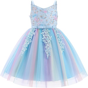 image:imageIDOPIP Toddler Baby Girl Birthday Dress Sequins Lace Rainbow Tulle Dress Graduation Wedding Party Pageant Dresses 27 YearsRainbow Blue