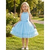 image:imageIDOPIP Toddler Girls Birthday Dress Wedding Party Pageant Dress 16 Years  Wedding Flower Girl Dress Sleeveless Pearl Halter Glitters Flounce Tulle Tutu Dress Girls Formal Dress Party Ball GownBlue