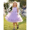 image:imageIDOPIP Toddler Girls Birthday Dress Wedding Party Pageant Dress 16 Years  Wedding Flower Girl Dress Sleeveless Pearl Halter Glitters Flounce Tulle Tutu Dress Girls Formal Dress Party Ball GownPurple